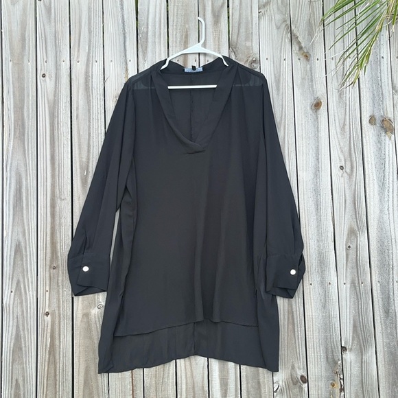 Imperfect Eloquii blouse sheer black v neck high low blouse plus size 22 top - Picture 1 of 13